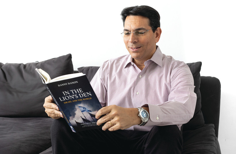  DANNY DANON and his new book, ‘In the Lion’s Den.’ ‘The world of diplomacy and foreign policy makes for interesting friendships.’ (credit: Courtesy Danny Danon)