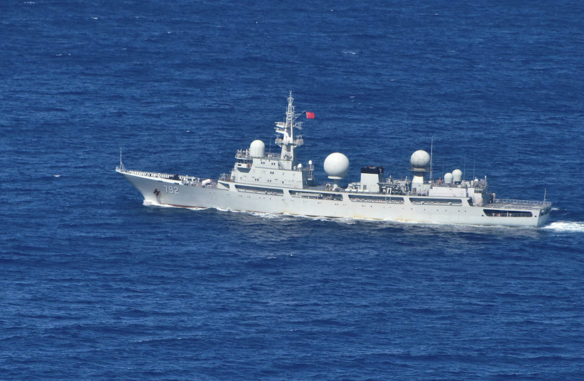  The People's Liberation Army-Navy's (PLA-N) Intelligence Collection Vessel Haiwangxing is pictured operating near the coast of Australia in this handout image released May 13, 2022. (photo credit: Australian Department of Defence/Handout via REUTERS)