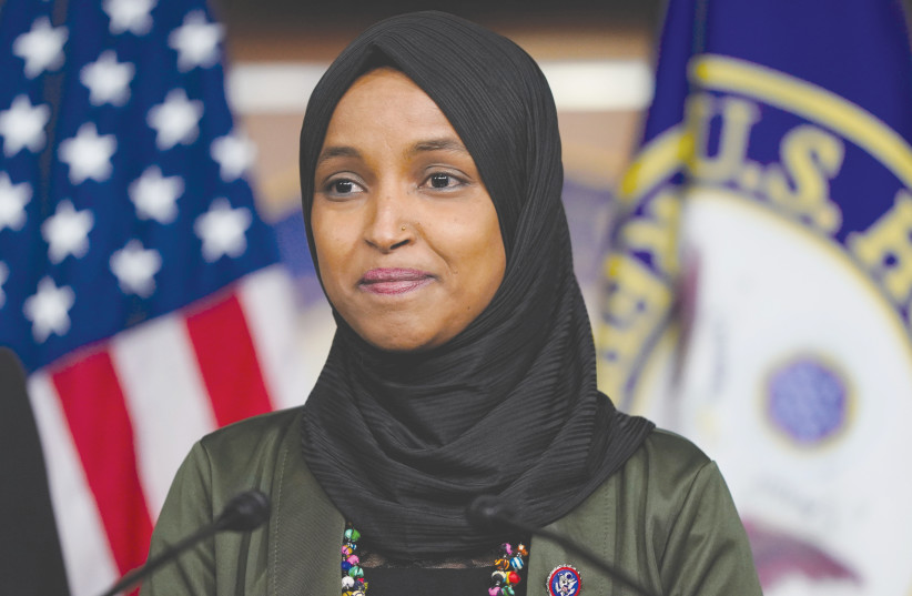  ‘SQUAD’ MEMBERS, including Rep. Ilhan Omar, took to Twitter to bash Israel for the ‘murder’ of a journalist. (photo credit: Elizabeth Frantz/Reuters)