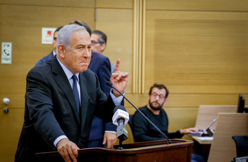 Opposition head Benjamin Netanyahu at the Knesset, May 18, 2022.  (credit: OLIVIER FITOUSSI/FLASH90)