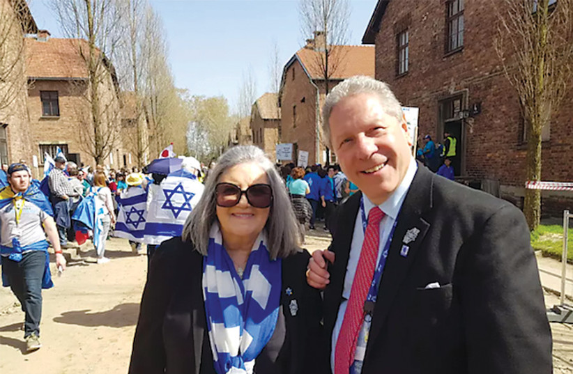  Richard and Phyllis Heideman at the March of the Living in 2018. (photo credit: STEVE LINDE)