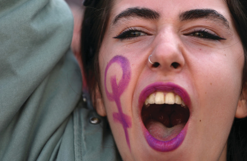  PROTESTING SEXISM in Madrid. (photo credit: SUSANA VERA/REUTERS)