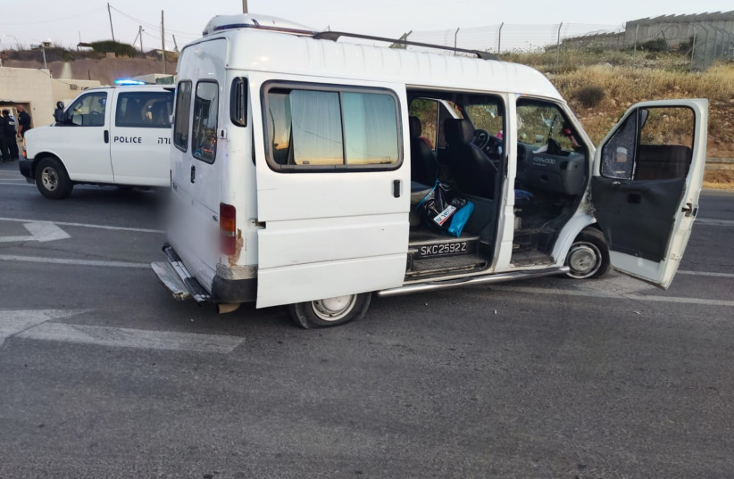 The vehicle at Hizma, May 20, 2022 (credit: ISRAEL POLICE)