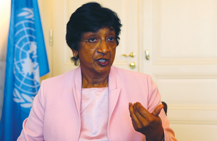  NAVI PILLAY’S prejudice dates back to the antisemitic Durban Conference, as well as the Durban Review Conference in 2009, both of which she fiercely supported.  (photo credit: RUBEN SPRICH / REUTERS)