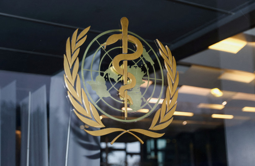  The WHO logo is pictured in Geneva (photo credit: REUTERS)
