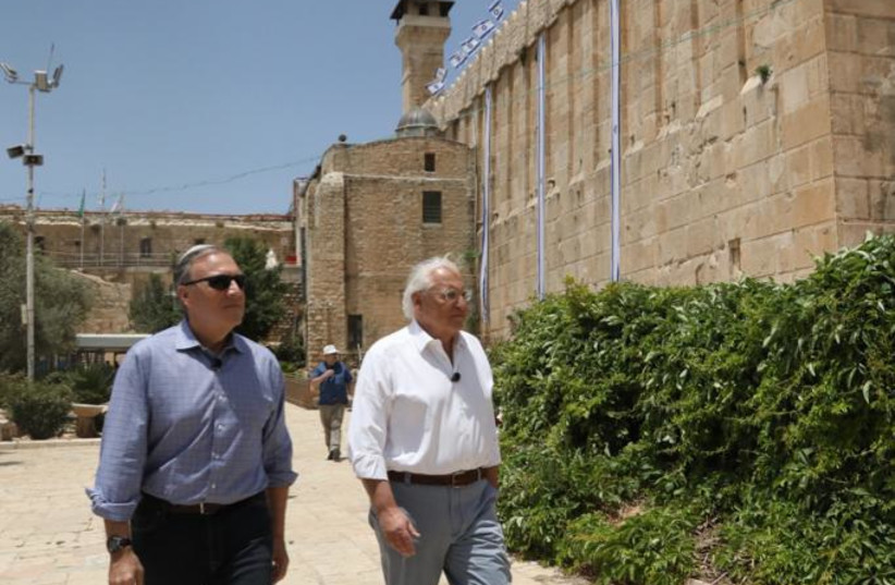  Former US ambassador to Israel David Friedman and former US secretary of state Mike Pompeo shoot a section of their new film in Jerusalem. (credit: Caylan Crouch, TBN)