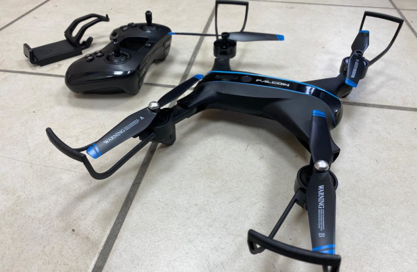  Drone planned to be used by Hamas terrorist cell in east Jerusalem to commit terrorist acts.  (photo credit: ISRAEL POLICE)