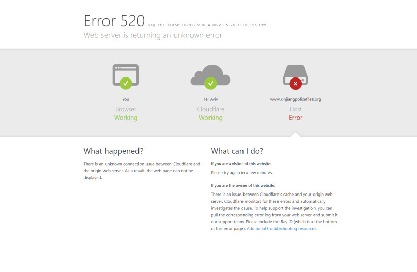  A website holding thousands of documents concerning China's treatment of the Uyghur population crashed soon after the information was published on May 24, 2022. (credit: screenshot)