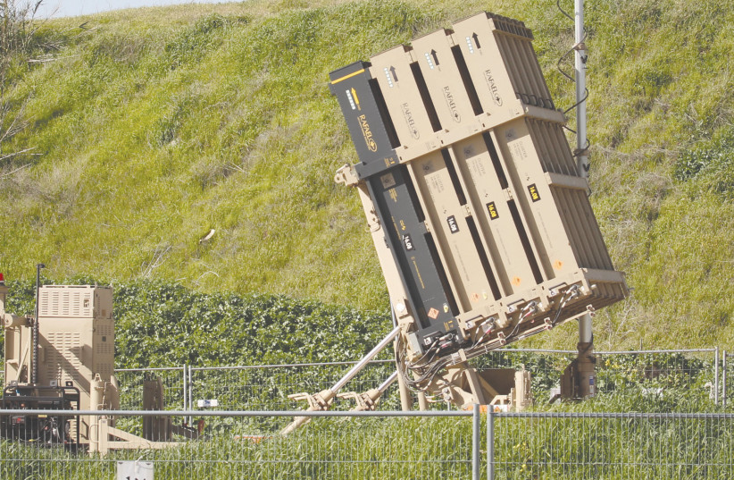  AN IRON DOME anti-missile launcher is deployed in the center of the country in January 2019 amid tension in Syria and in the South. (photo credit: KOKO/FLASH90)