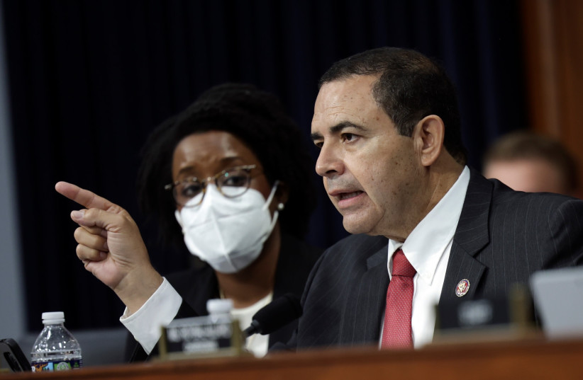  Rep. Henry Cuellar questions U.S. Homeland Security Secretary Alejandro Mayorkas as he testifies before a House Appropriations Subcommittee (photo credit: KEVIN DIETSCH/REUTERS)