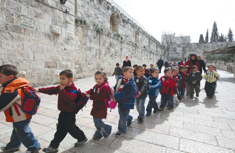  DECLINING BIRTH rate: Arab kindergarten on a field trip in the Old City. (photo credit: YOSSI ZAMIR/FLASH90)