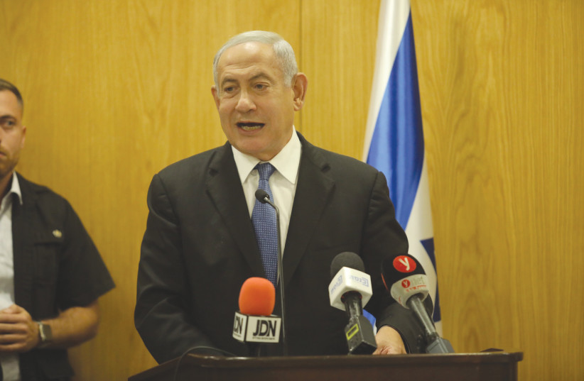  NETANYAHU MAKES a statement at the Likud faction meeting this week. (photo credit: MARC ISRAEL SELLEM/THE JERUSALEM POST)