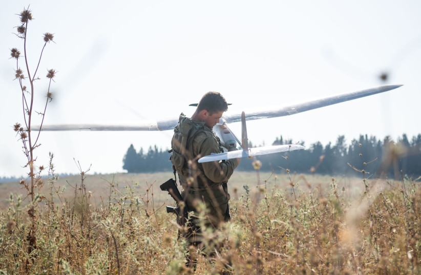  A soldier prepares to launch a drone during the third week of ''Chariot of Fire,'' the largest drill in IDF history. (credit: IDF SPOKESPERSON'S UNIT)