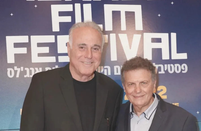  EHUD BLEIBERG (left), the 2022 Israel Film Festival Cinematic Achievement Award recipient and IFF festival director Meir Fenigstein attend the festival’s 35th gala opening night at Saban Theater in Los Angeles, on May 5.  (credit: Israel Film Festival)