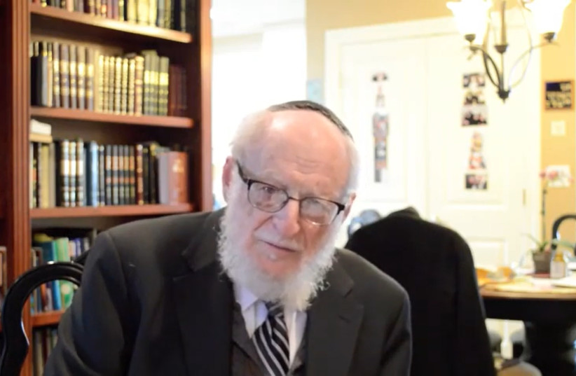  Rabbi Pinchas Stolper delivers a Passover message to NCSY alumni on April 10, 2014. (photo credit: YouTube/JTA)