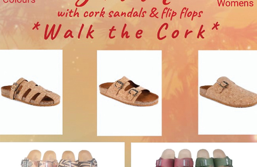  An ad for Shaamli shoes made of cork (photo credit: SHAAMLI)