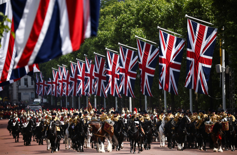  Members of the King's Troop, Royal Horse Artillery and Household Cavalry ride in the Trooping the Colour parade in celebration of Britain's Queen Elizabeth's Platinum Jubilee (photo credit: REUTERS/HENRY NICHOLLS)