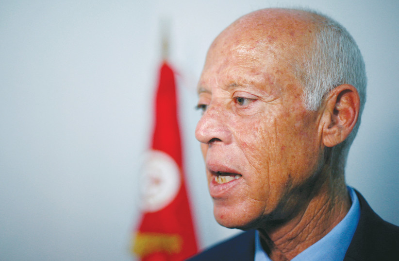  TUNISIA WAS once considered the Arab Spring’s sole success story, but President Kais Saied has dissolved parliament, dismissed the government and assumed autocratic powers.  (credit: MUHAMMAD HAMED/REUTERS)