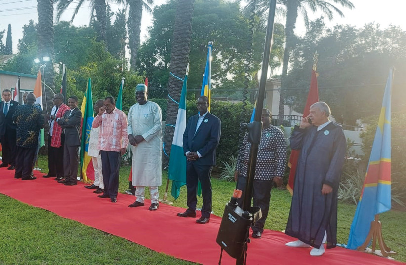  THE RECEPTION LINE of ambassadors of African states in the front garden of the Nigerian ambassador’s residence. (credit: STEVE LINDE)