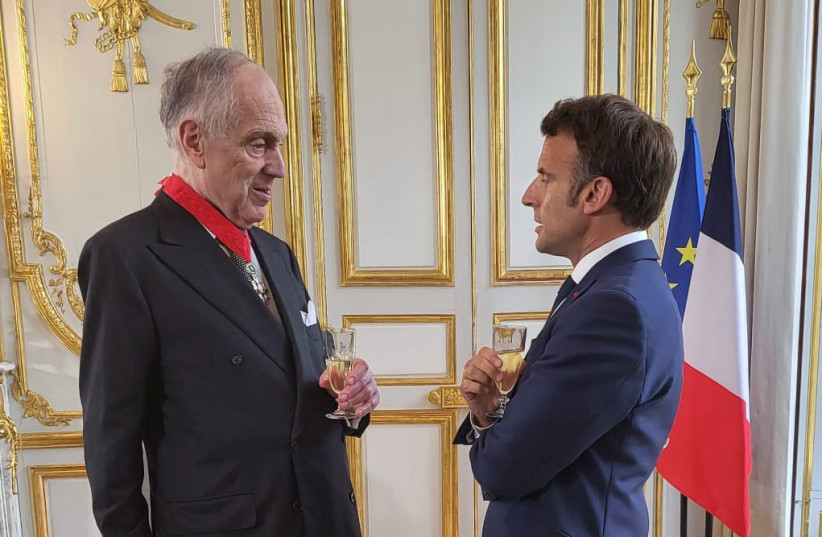  WJC President Ronald Lauder receives the title of commander of the Legion of Honor from French President Emmanuel Macron (photo credit: SHAHAR AZRAN)