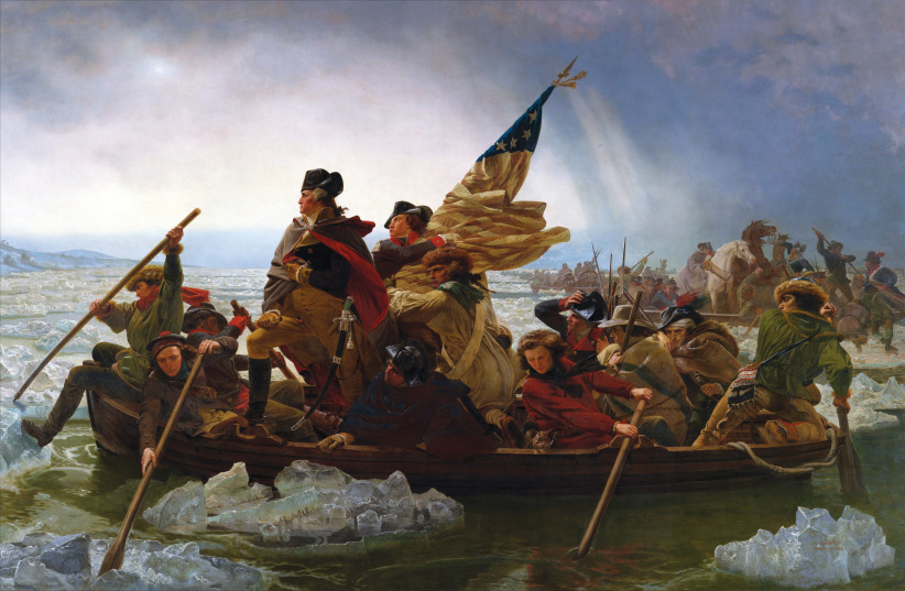  AMERICAN REVOLUTION: ‘Washington crossing the Delaware on December 25–26, 1776,’ depicted in Emanuel Leutze’s 1851 painting. (photo credit: Wikimedia Commons)