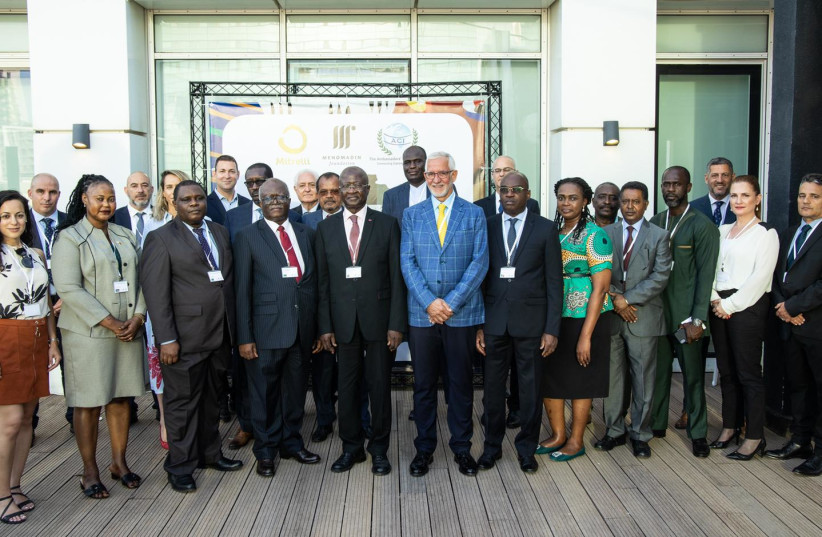  Haim Taib, founder and president of the Mitrelli Group, together with the African ambassadors to Israel and the president and founder of the Ambassadors' Club of Israel, Yitzhak Eldan. (photo credit: ODED ANTMAN)