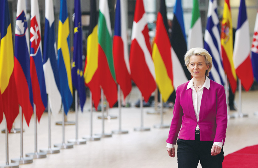  EUROPEAN COMMISSION President Ursula von der Leyen arrives for a summit of European Union leaders in Brussels, last month.  (credit: JOHANNA GERON/REUTERS)