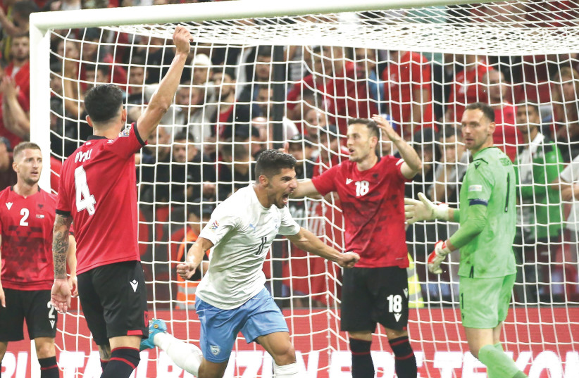  ISRAEL FORWARD Manor Solomon (center) left the host Albanians wondering what went wrong as his pair of second-half goals propelled the blue-and-white to a 2-1 victory over the weekend in UEFA Nations League group action. (credit: UDI ZITIAT)