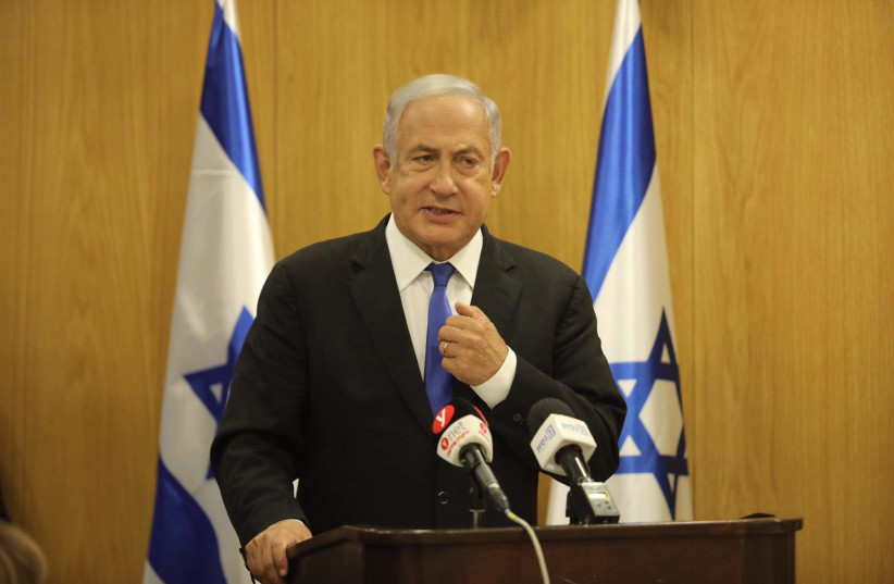  Israeli opposition leader Benjamin Netanyahu is seen at the Knesset in Jerusalem, on June 13, 2022. (photo credit: MARC ISRAEL SELLEM/THE JERUSALEM POST)