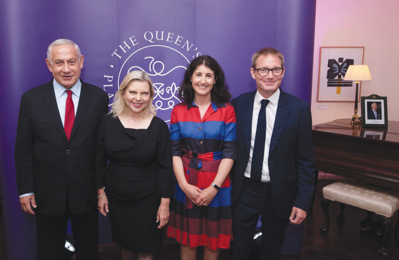  Opposition leader Benjamin Netanyahu and his wife, Sara; Yael and UK Ambassador Neil Wigan. (photo credit: BRITISH EMBASSY IN ISRAEL)