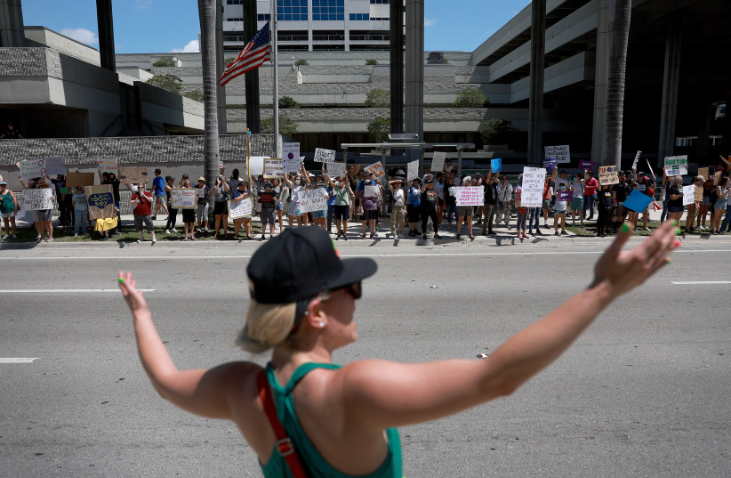  Approximately 2,500 abortion-rights supporters rally togetheri n Fort Lauderdale, FL, May 14, 2022. (photo credit: Joe Raedle/Getty Images/JTA)