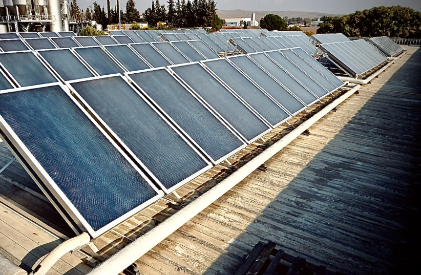 TIGI Solar’s panels lining the rooftops of the Ramat Ha’Golan wineries (photo credit: TIGI Solar)