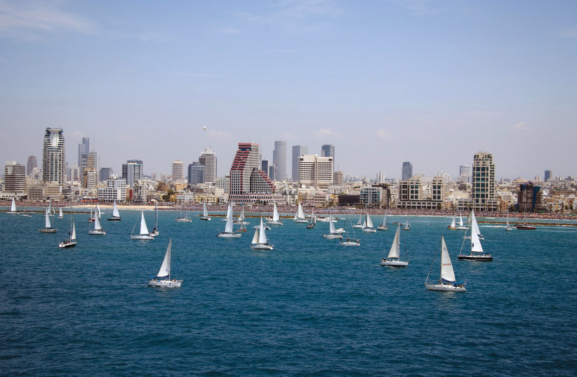  A view of Tel Aviv from the sea. Legendary mayor Shlomo Lahat developed the promenade from what was once a neglected and shabby beach. (photo credit: ZIV KOREN)