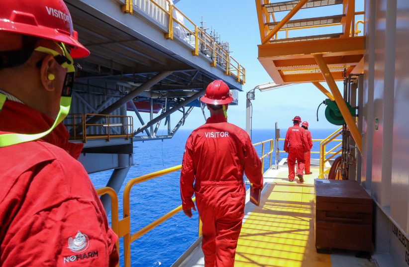  ABOARD THE largest gas rig in Israeli waters. (photo credit: MARC ISRAEL SELLEM)