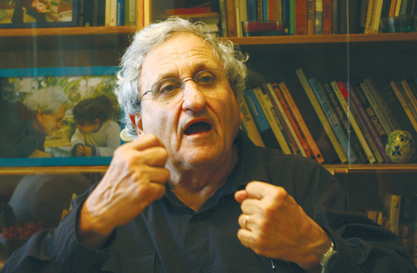  A. B. YEHOSHUA grants an interview at his home in Jerusalem, 2007. (photo credit: CHEN LEOPOLD/FLASH90)