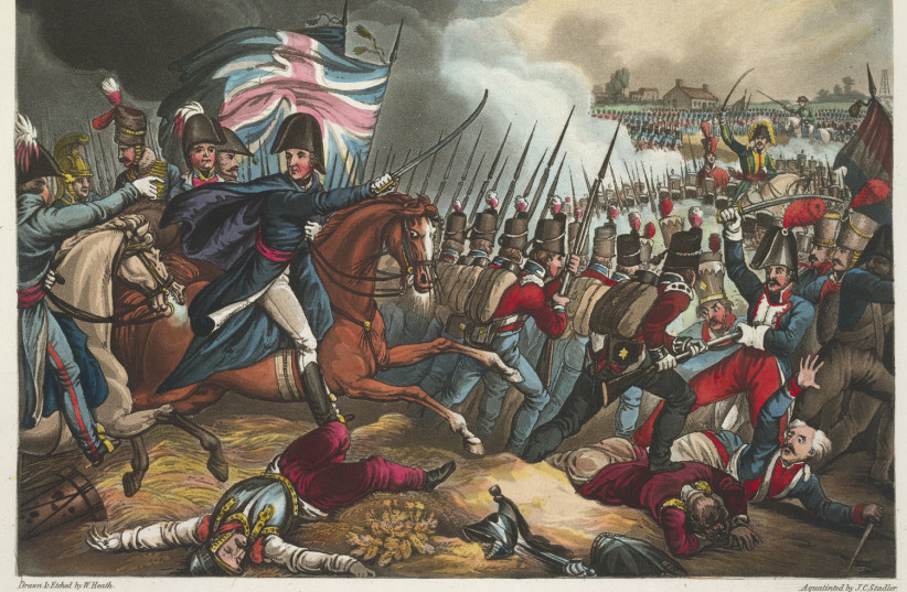 The Battle of Waterloo, June 18th 1815. Depicting Arthur Wellesley, the Duke of Wellington. The defeat of the French forces of Napoleon Bonaparte. The last major battle of the Napoleonic wars. (credit: Wikimedia Commons)