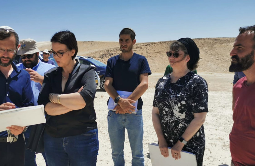  Binyamin Regional Council head Israel Ganz at the site of where he believes the state wants to relocate Khan al-Ahmar. (credit: BINYAMIN REGIONAL COUNCIL)