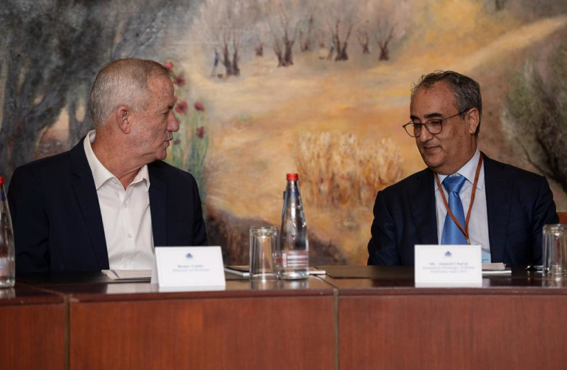 Defense Minister Benny Gantz and Ahmed Charai, founder and publisher of the Jerusalem Strategic Tribune  (photo credit:  Jerusalem Strategic Tribune )