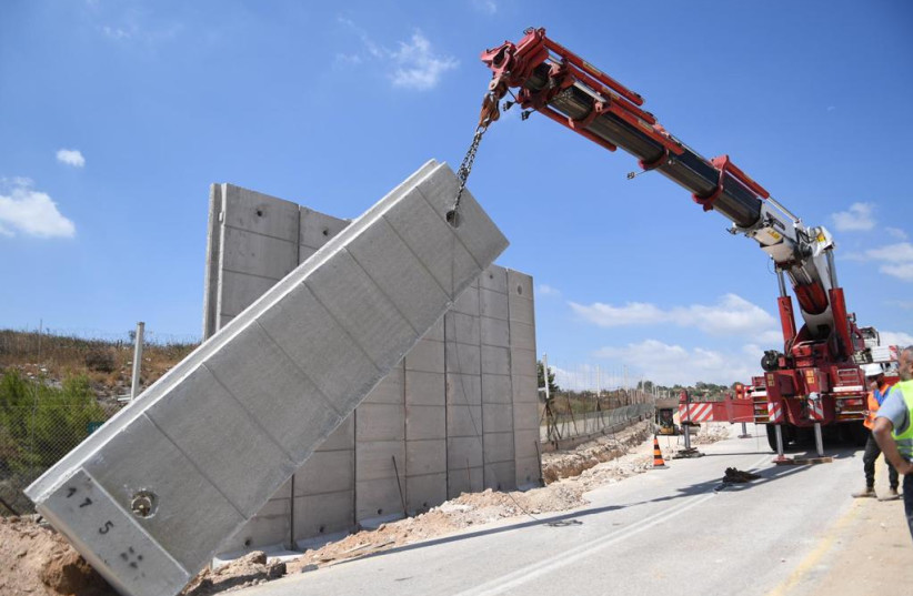   Construction is underway on Israel's new security barrier in northern Samaria (photo credit: DEFENSE MINISTRY)