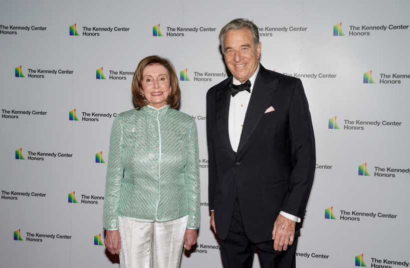  Speaker of the House Nancy Pelosi, D-CA and her husband Paul Pelosi arrive for the formal Artist's Dinner honoring the recipients of the 44th Annual Kennedy Center Honors at the Library of Congress in Washington, D.C., U.S., December 4, 2021. (photo credit: REUTERS/KEN CEDENO)