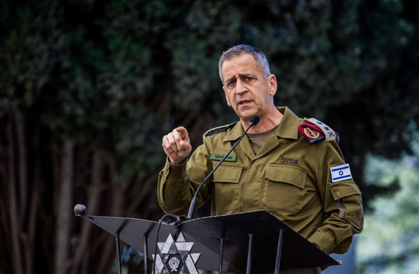  IDF Chief of Staff Aviv Kohavi attends a ceremony of the Aharai! Youth Program, at Mount Herzl in Jerusalem on June 17, 2022 (credit: FLASH90)