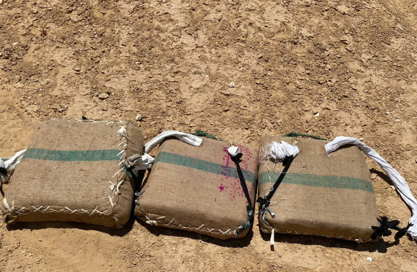  Drugs captured by IDF soldiers along Egyptian border, June 27, 2022. (photo credit: IDF SPOKESPERSON'S UNIT)