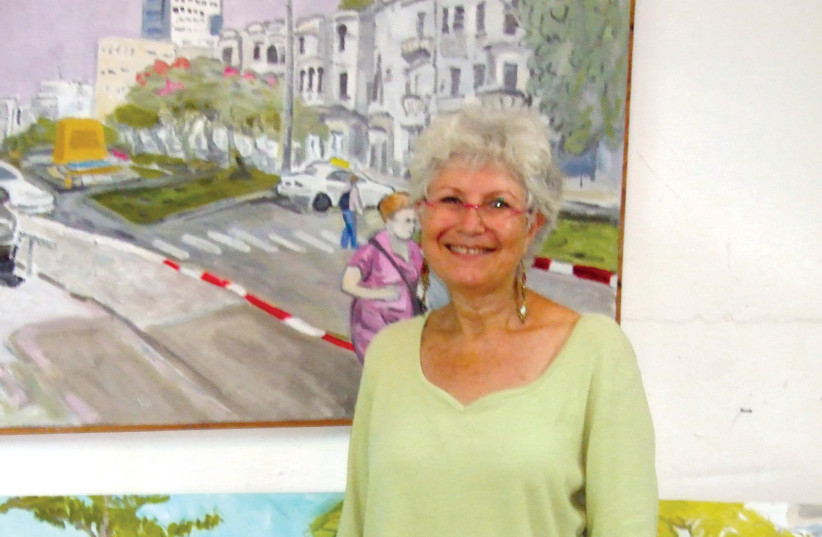  Sali Ariel with commissioned paintings of Tel Aviv (photo credit: SALI ARIEL)