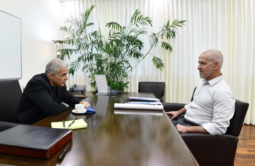 Yair Lapid holds first meeting with Shin Bet chief as Israeli PM July 1, 2022. (photo credit: CHAIM TZACH/GPO)