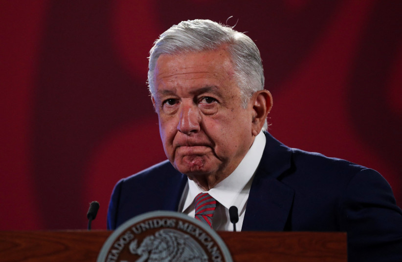 Mexico's President Andres Manuel Lopez Obrador gestures during a news conference at the National Palace in Mexico City, Mexico, June 20, 2022. (photo credit: REUTERS/EDGARD GARRIDO)