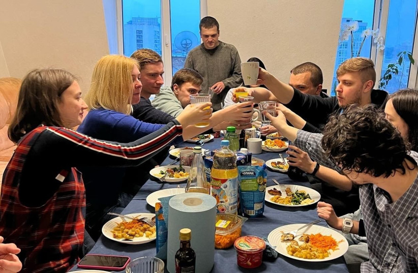 A view of a Shabbat dinner at Moishe House Kyiv, which has housed displaced people during the Russian invasion. (credit: Moishe House Kyiv)