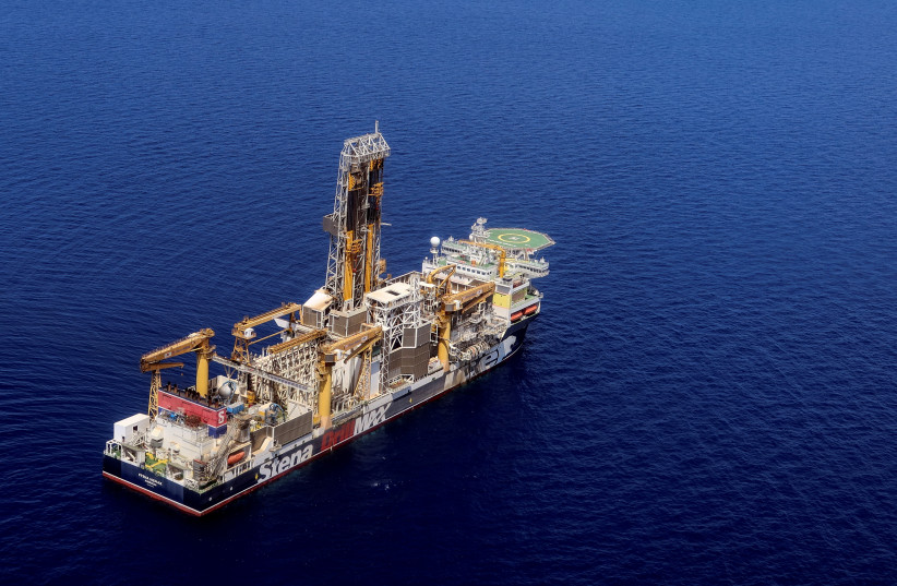  London-based Energean's drill ship begins drilling at the Karish natural gas field offshore Israel in the east Mediterranean May 9, 2022. Picture taken May 9, 2022. (credit: REUTERS/Ari Rabinovitch)