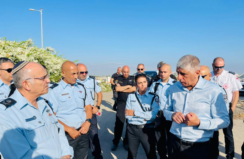  Israel Police at the site where a 47-year-old man was stabbed in Bnei Brak, July 5, 2022. (credit: ISRAEL POLICE)