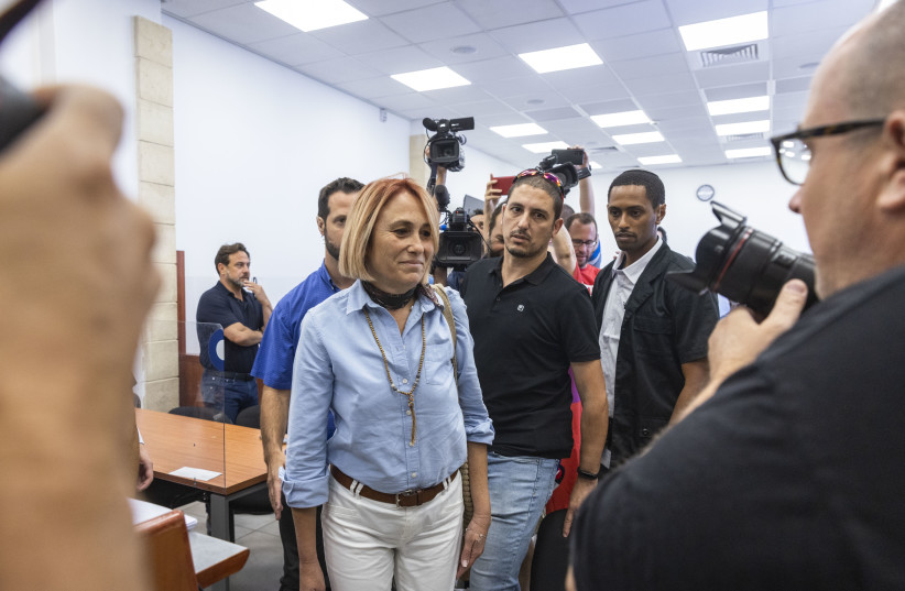 Hadas Klein, aide to Arnon Milchan, arrives to a court hearing in the trial against former Israeli prime minister Benjamin Netanyahu, at the District Court in Jerusalem on July 5, 2022. (photo credit: OLIVIER FITOUSSI/FLASH90)