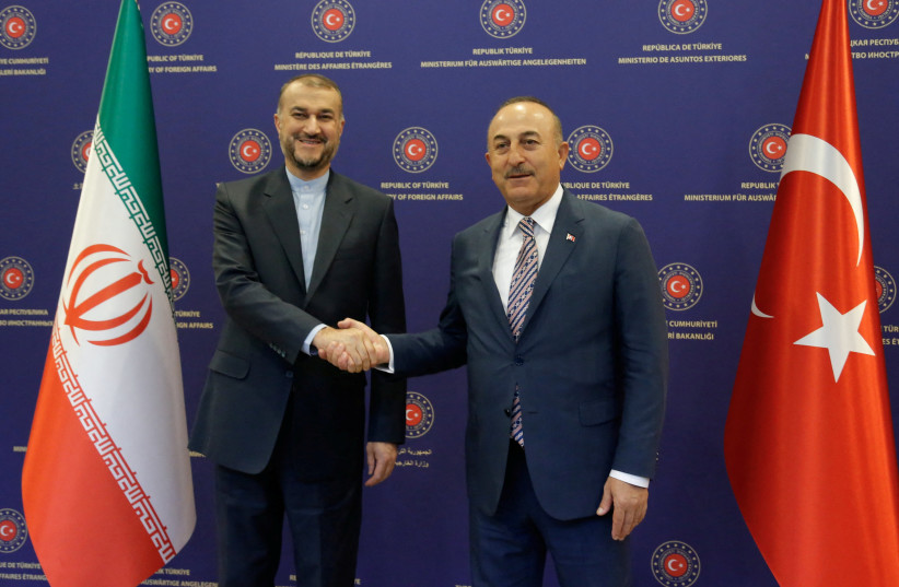 Turkish Foreign Minister Mevlut Cavusoglu meets with his Iranian counterpart Hossein Amirabdollahian in Ankara, Turkey June 27, 2022. (credit: REUTERS/CAGLA GURDOGAN)